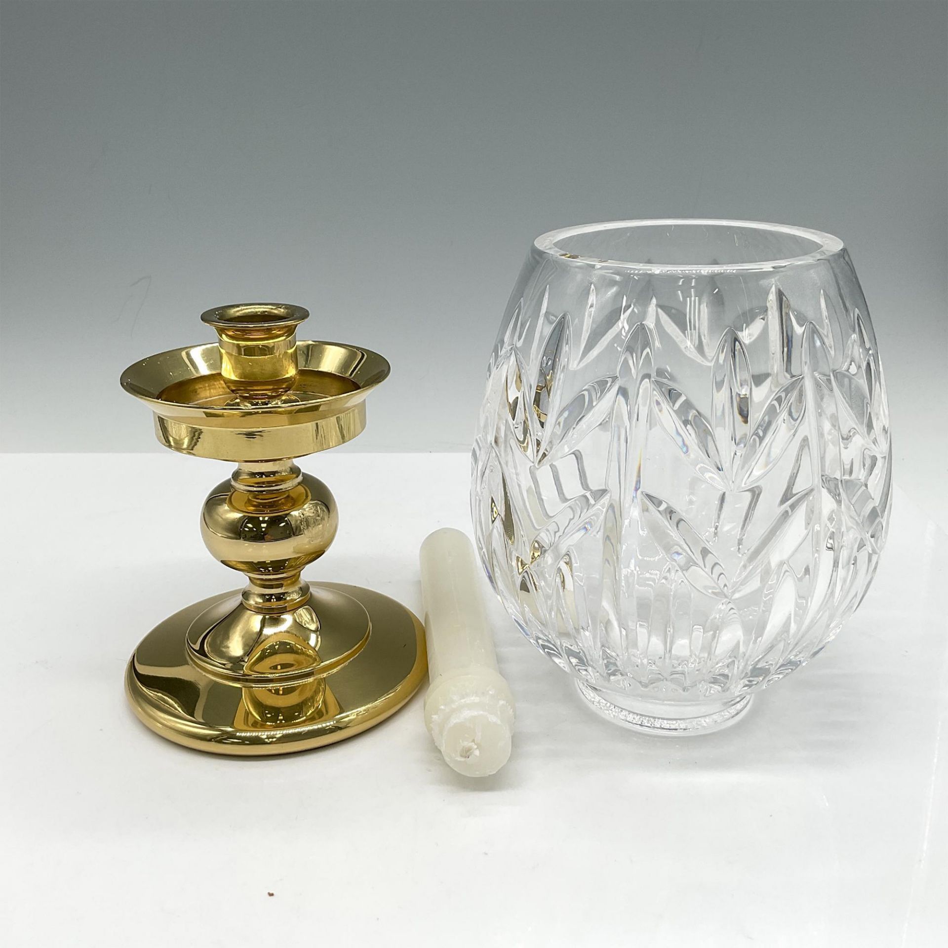 2pc Waterford Crystal and Brass Candle Holder - Bild 2 aus 3