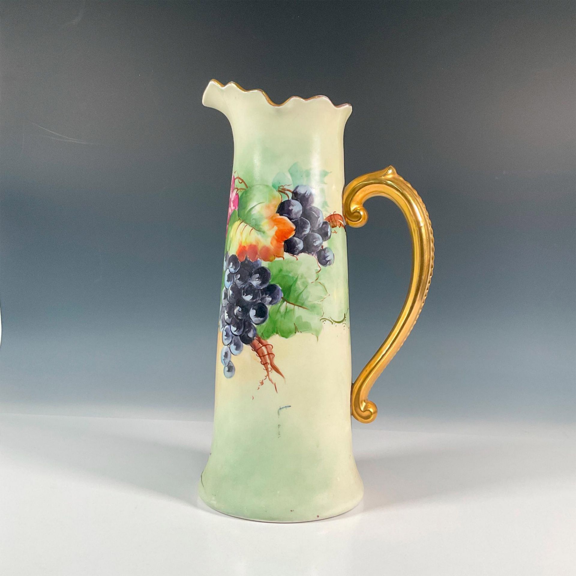 Jean Pouyat Limoges Porcelain Pitcher, Grapes