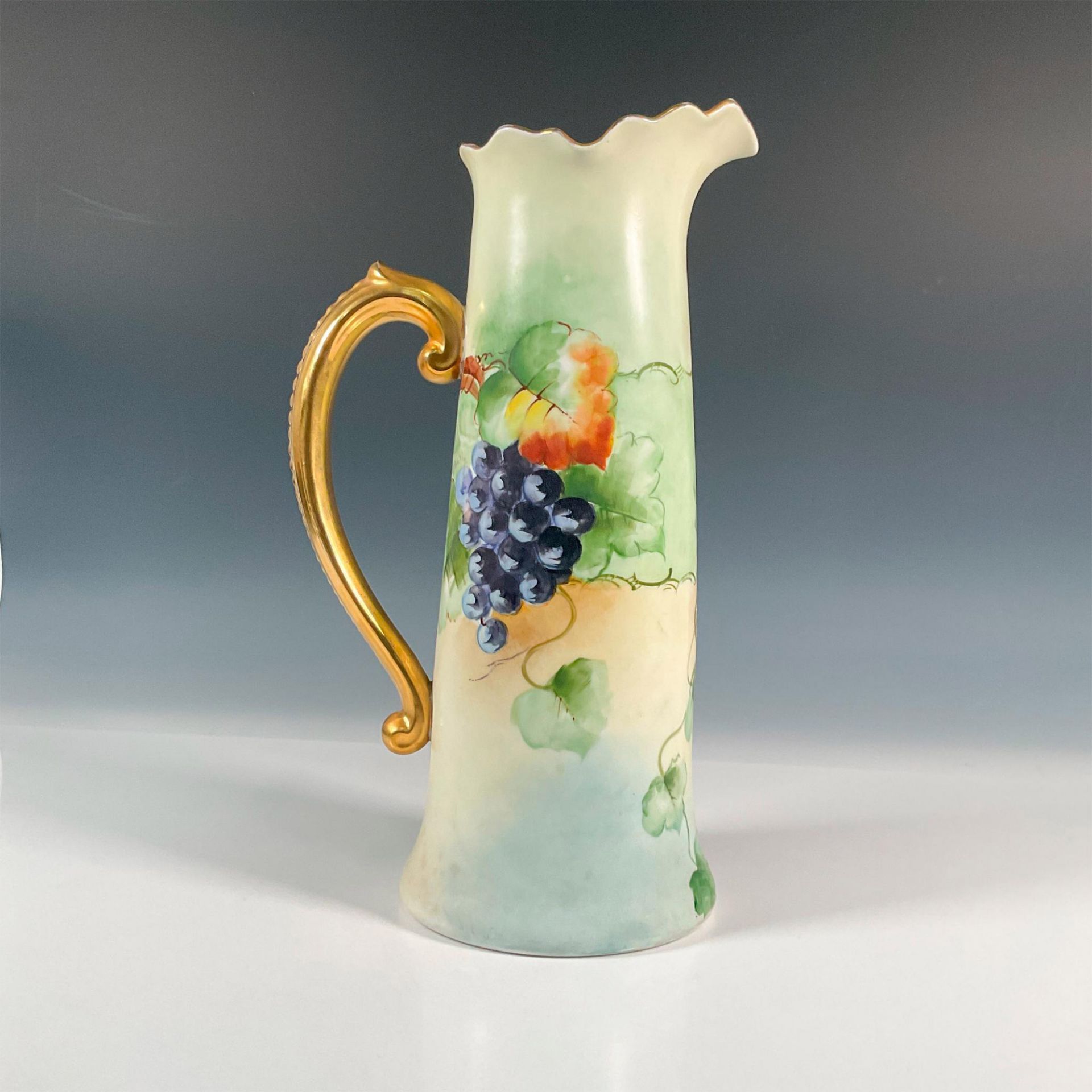 Jean Pouyat Limoges Porcelain Pitcher, Grapes - Image 2 of 4