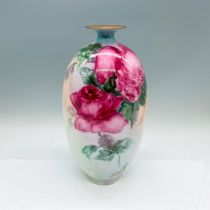 Antique American Belleek Porcelain Floral Vase, Signed