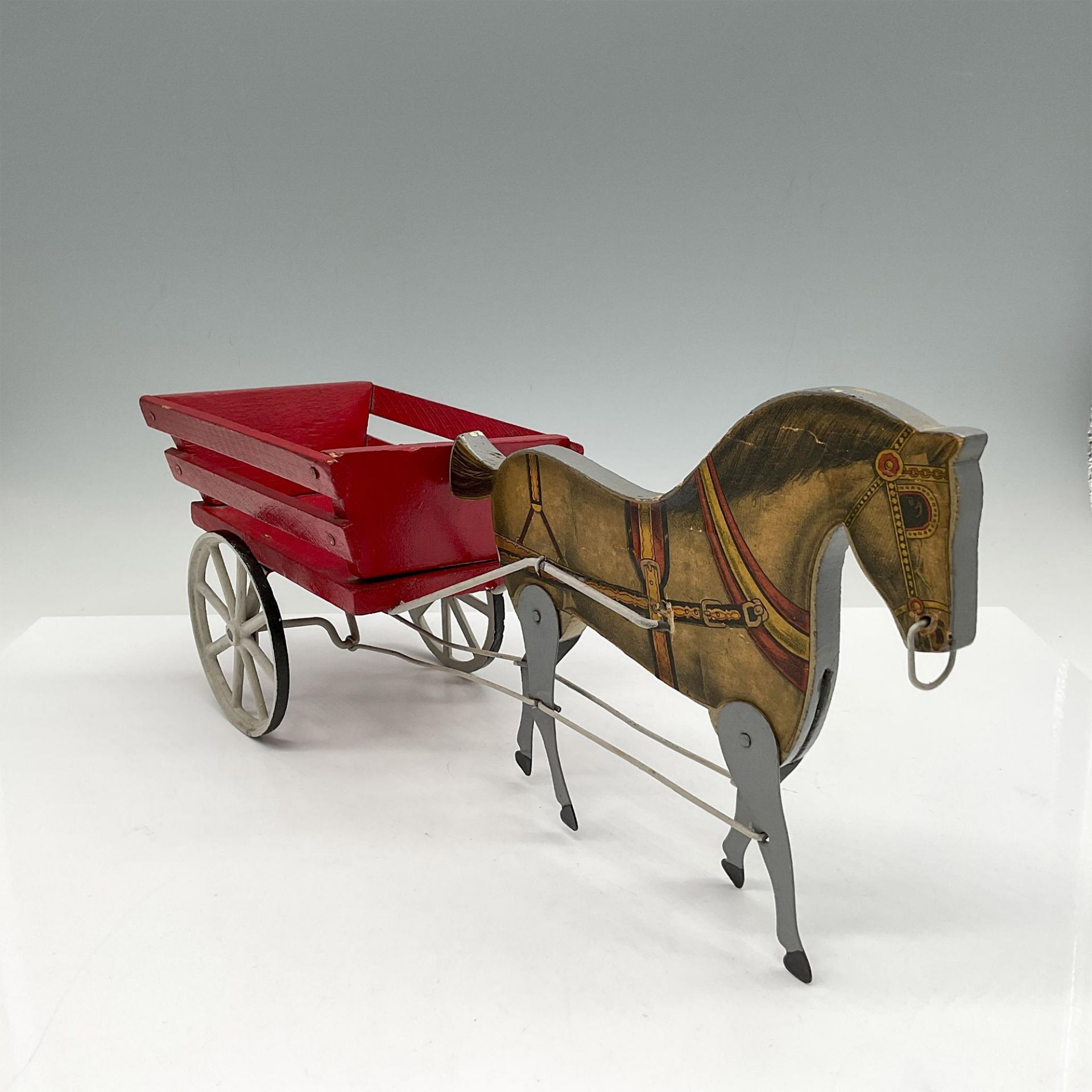 Antique Gibbs Horse Drawn Cart Pull Toy - Image 2 of 3