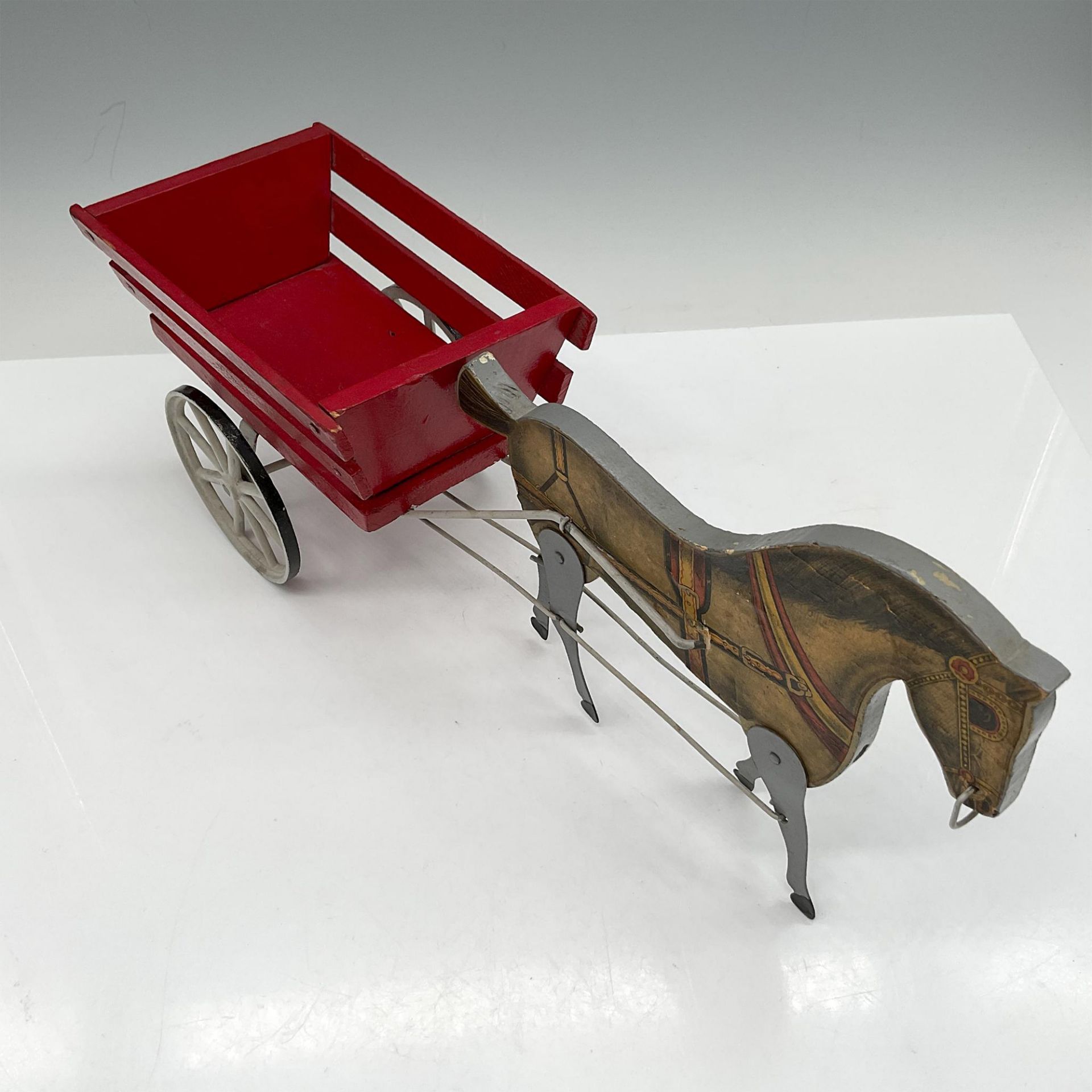 Antique Gibbs Horse Drawn Cart Pull Toy - Image 3 of 3