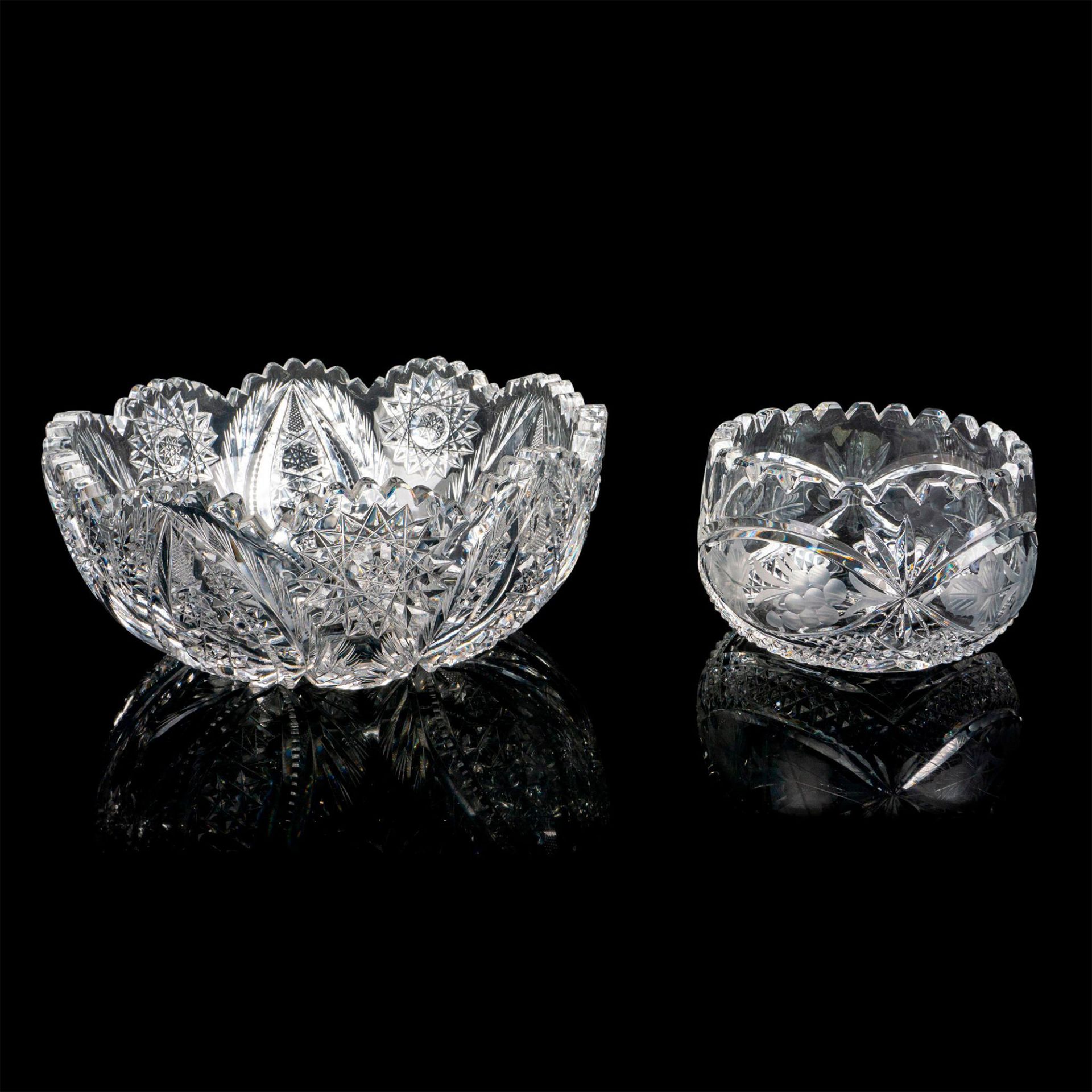 2pc American Brilliant Crystal Fruit and Nut Bowl Set - Image 2 of 3