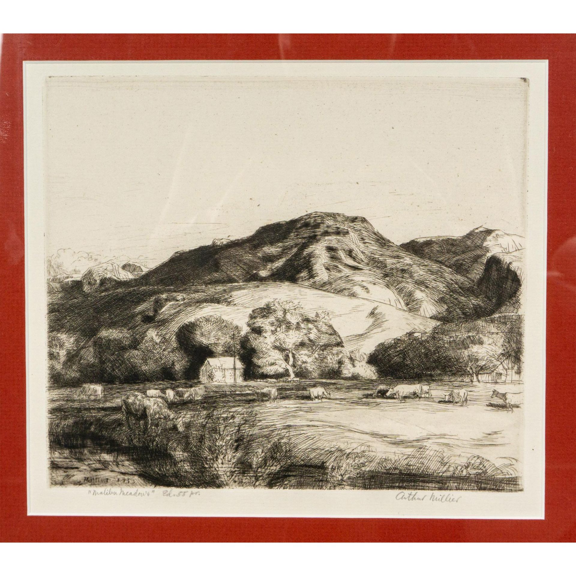 Arthur Millier, Original Engraving on Paper, Malibu, Signed - Image 3 of 6