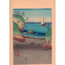 Hiroshige (Japanese, 1797-1858) Woodblock Print of a Beach