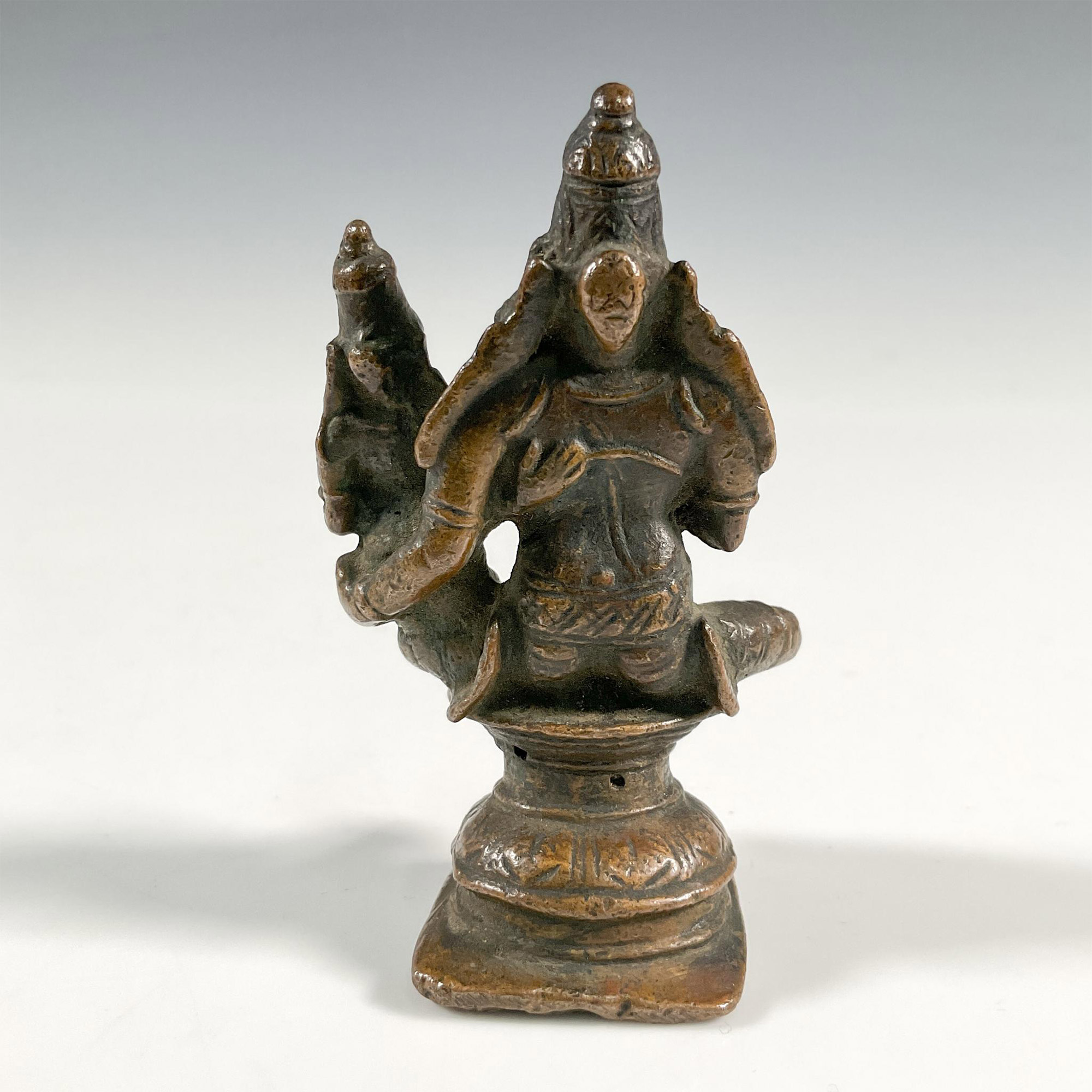 Indian Bronze Mini Statue of Vishnu and Lakshmi - Image 2 of 3