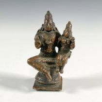 Indian Bronze Mini Statue of Vishnu and Lakshmi