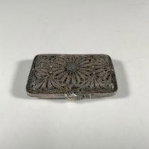 Turkish-European Silver Filigree Cigarette Box with Hand