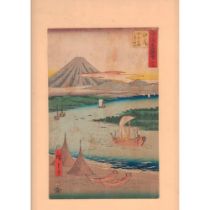 Hiroshige (Japanese, 1797-1858) Woodblock Print, Ejiri
