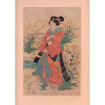 Eisen (Japanese) Bijin-Ga Okubi-E Woodblock Print