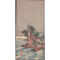 Buncho (Japanese) Woodblock Print, Shichirigahama Zu