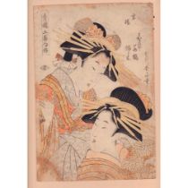 Eizan (Japanese, 1787-1867) Woodblock Print, Geishas