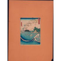 Hiroshige II Woodblock Print, Seven-Mile Beach in Sagami