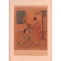 Harunobu (Japanese) Woodblock Print, A Girl Writing a Letter