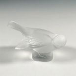 Lalique Crystal Bird Figurine, Sparrow Head Under Wing