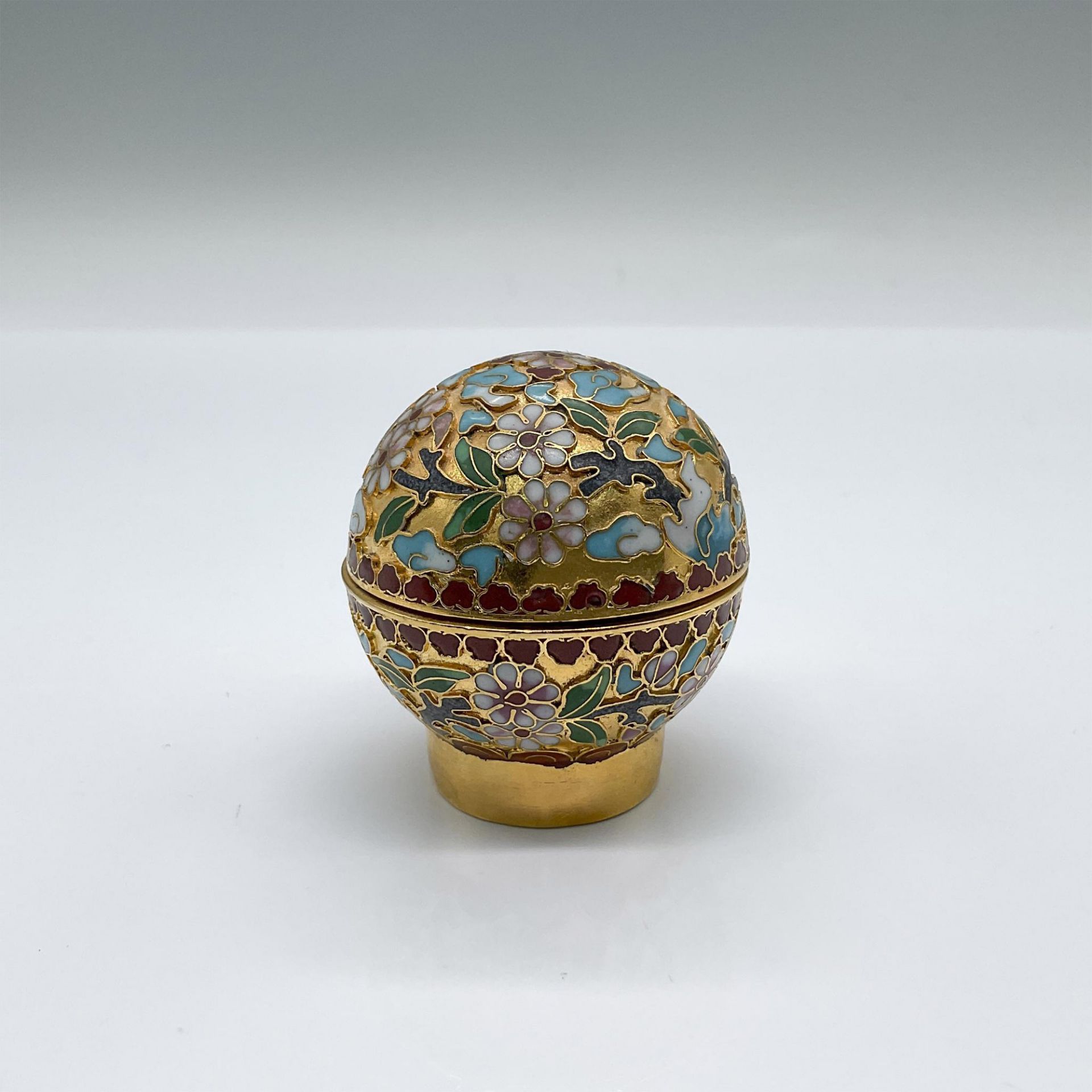 Chinese Floral Cloisonne Spherical Box