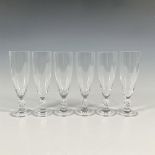 6pc Lalique Crystal Fluted Champagne Glasses, Frejus