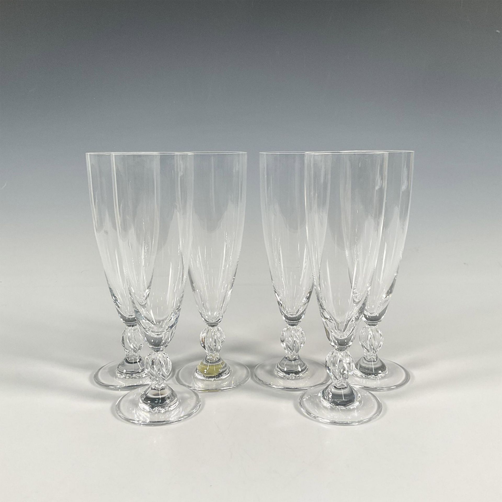6pc Lalique Crystal Fluted Champagne Glasses, Frejus - Bild 2 aus 4