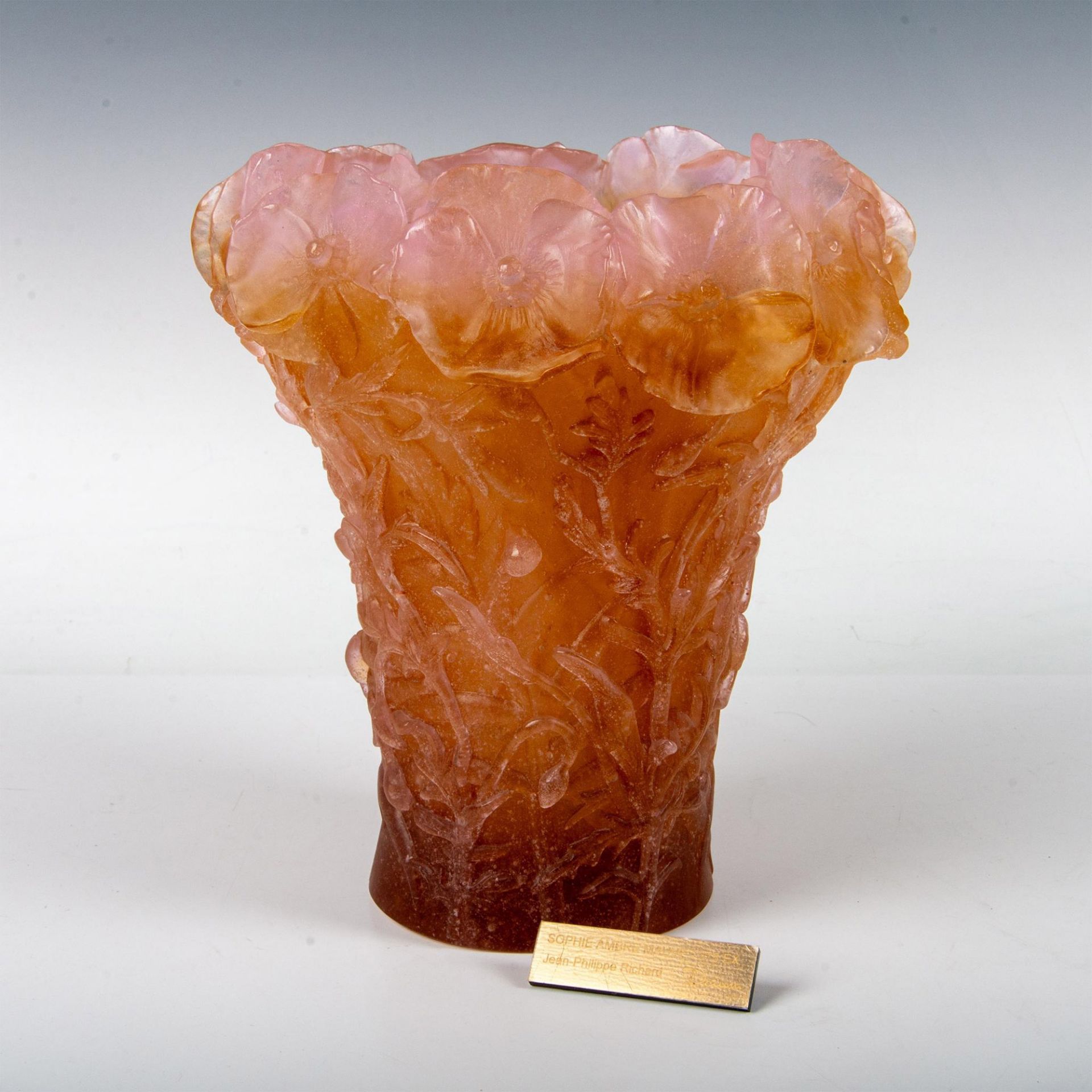 Daum Pate De Verre Mauve Vase by Sophie Ambre - Image 7 of 8