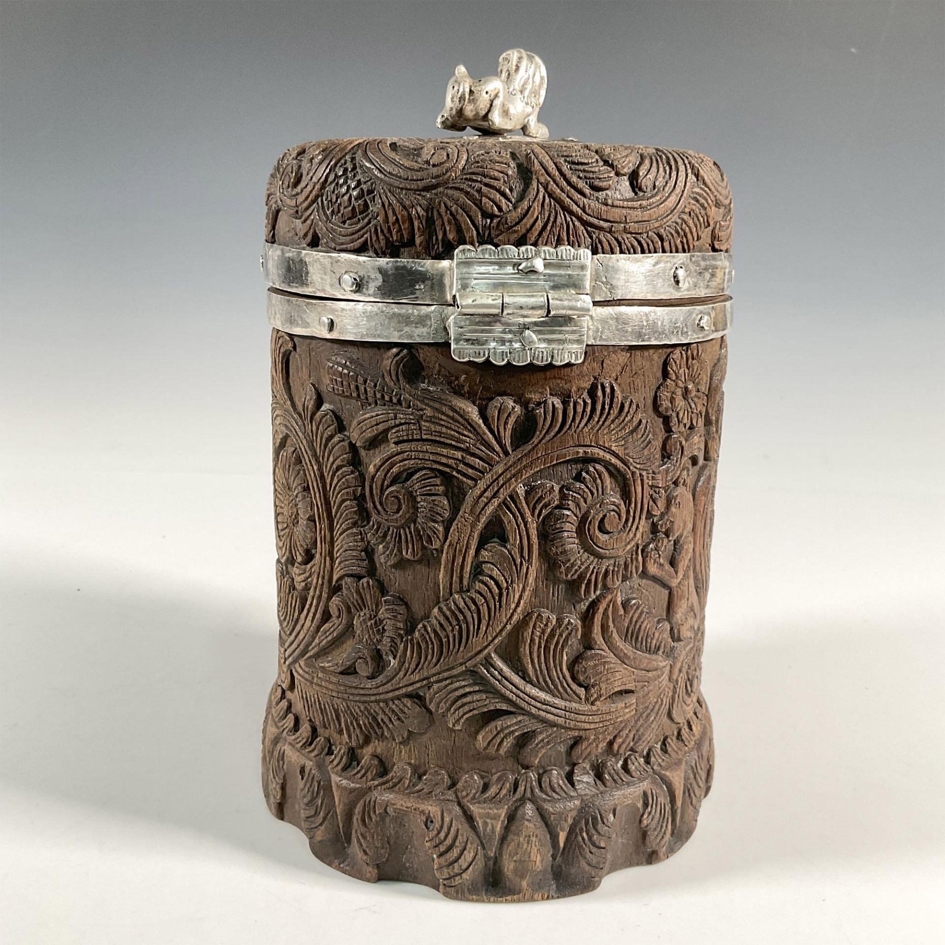 South American Colonial Silver and Coconut Tobacco pot - Bild 2 aus 5