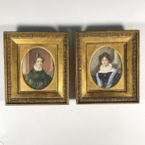 Group Of Two Framed Miniature Portraits, Framed And Signed