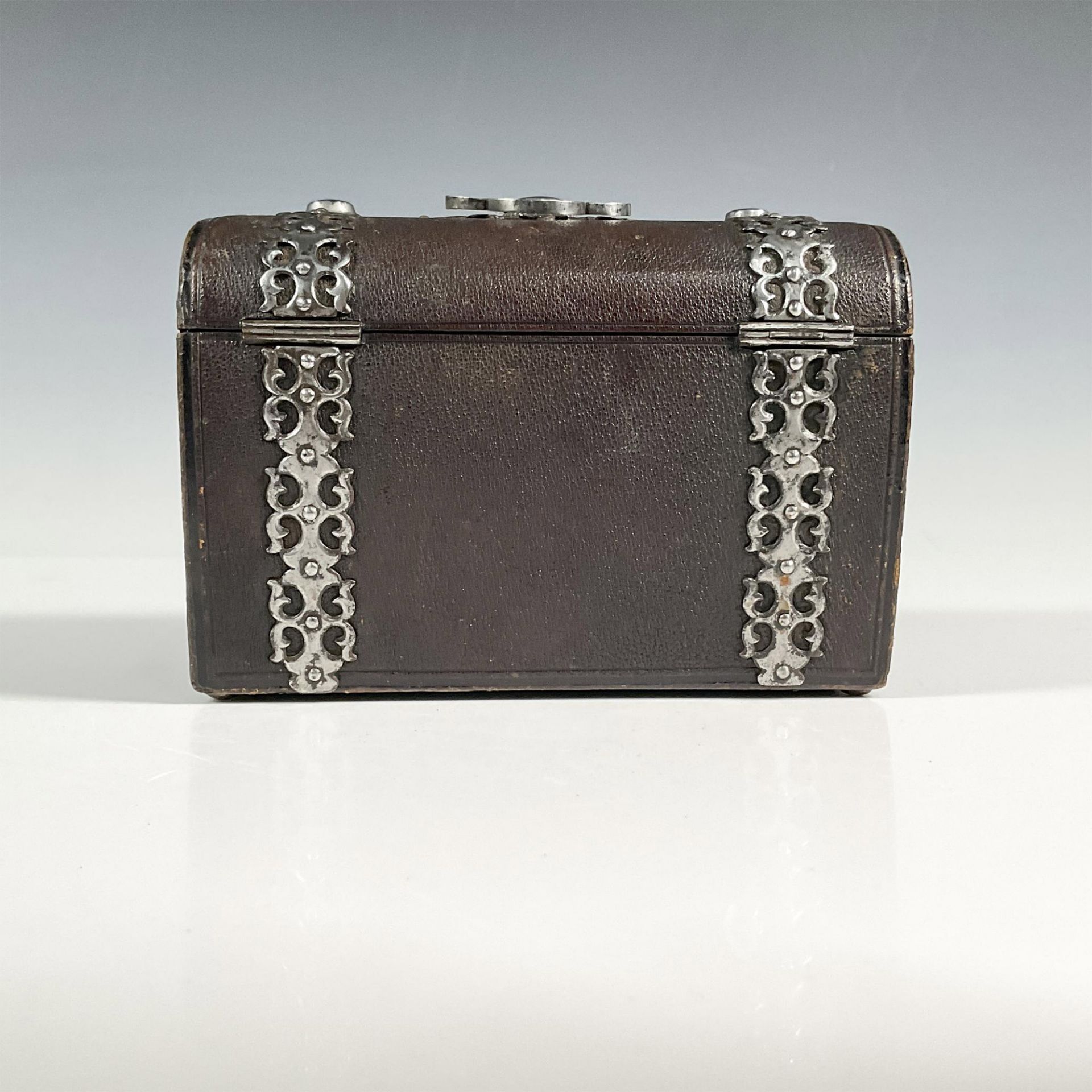 European Steel and Leather Casket Box - Image 3 of 4