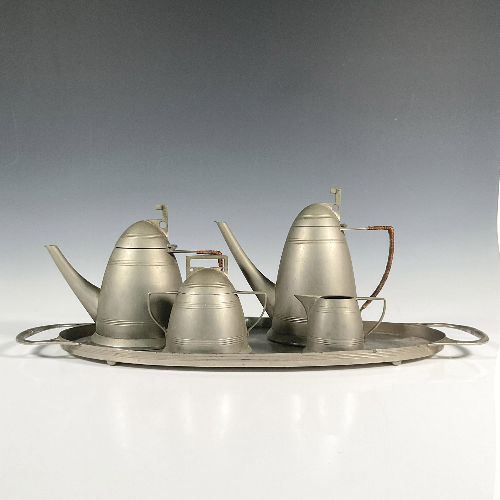 Arts and Crafts Art Deco Metal Tea Set
