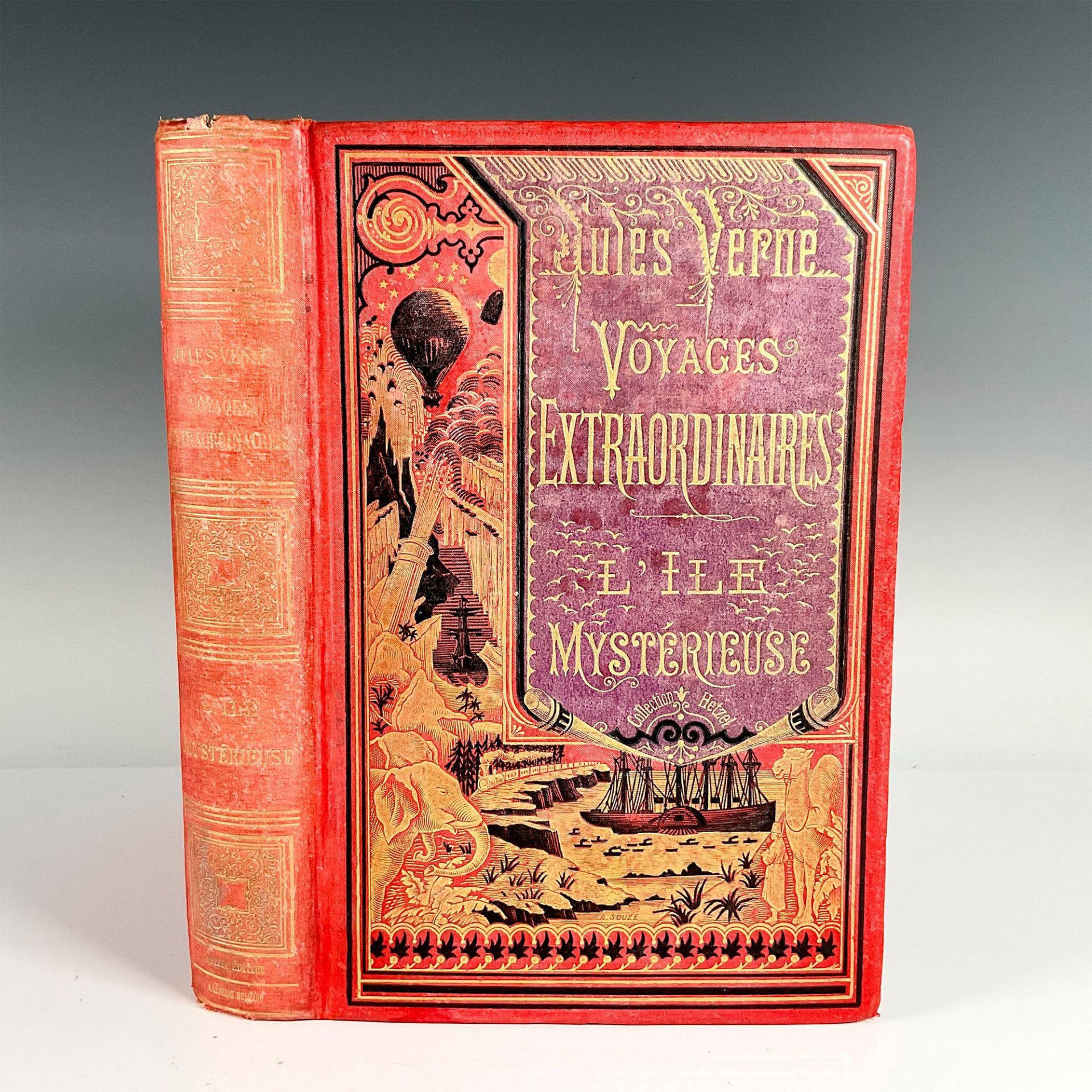 Jules Verne, L'ile Mysterieuse, A La Banniere, Red Cover