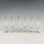 6pc Lalique Crystal Fluted Champagne Glasses, Frejus