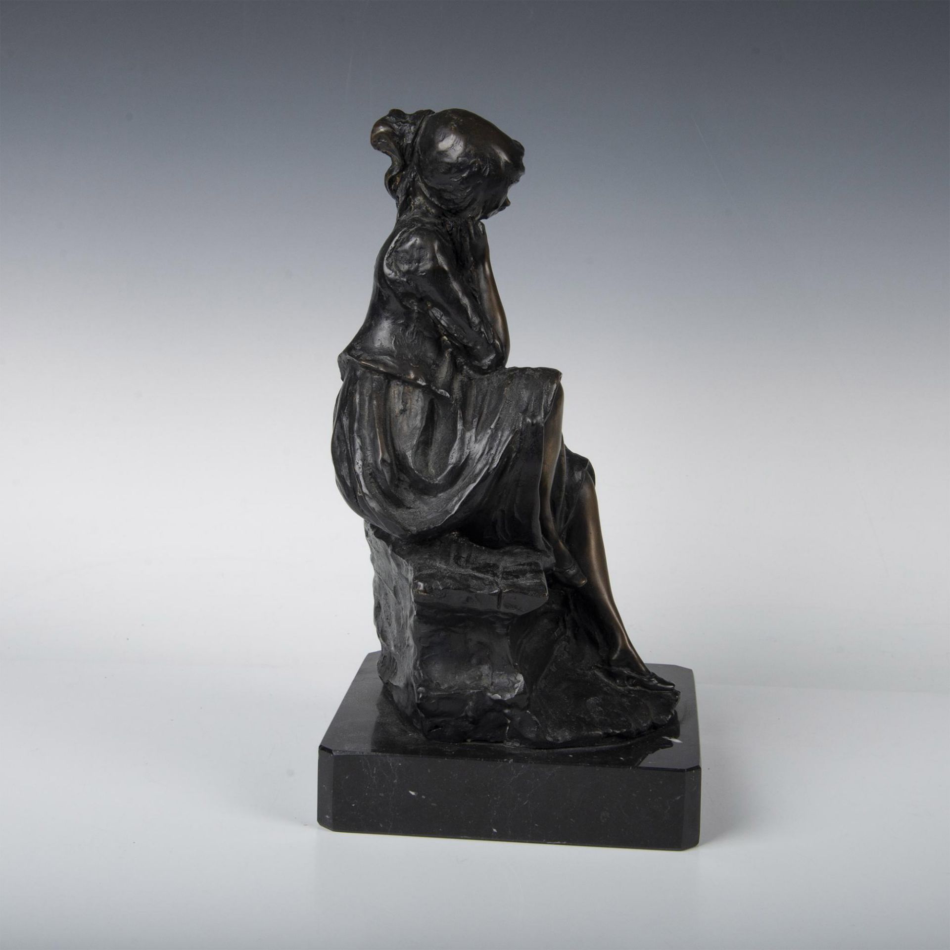 Nico Venzo, Original Bronze Sculpture, Seated Girl, Signed - Image 6 of 7