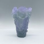 Daum Crystal Pate de Verre Lavender Vase, Poppies