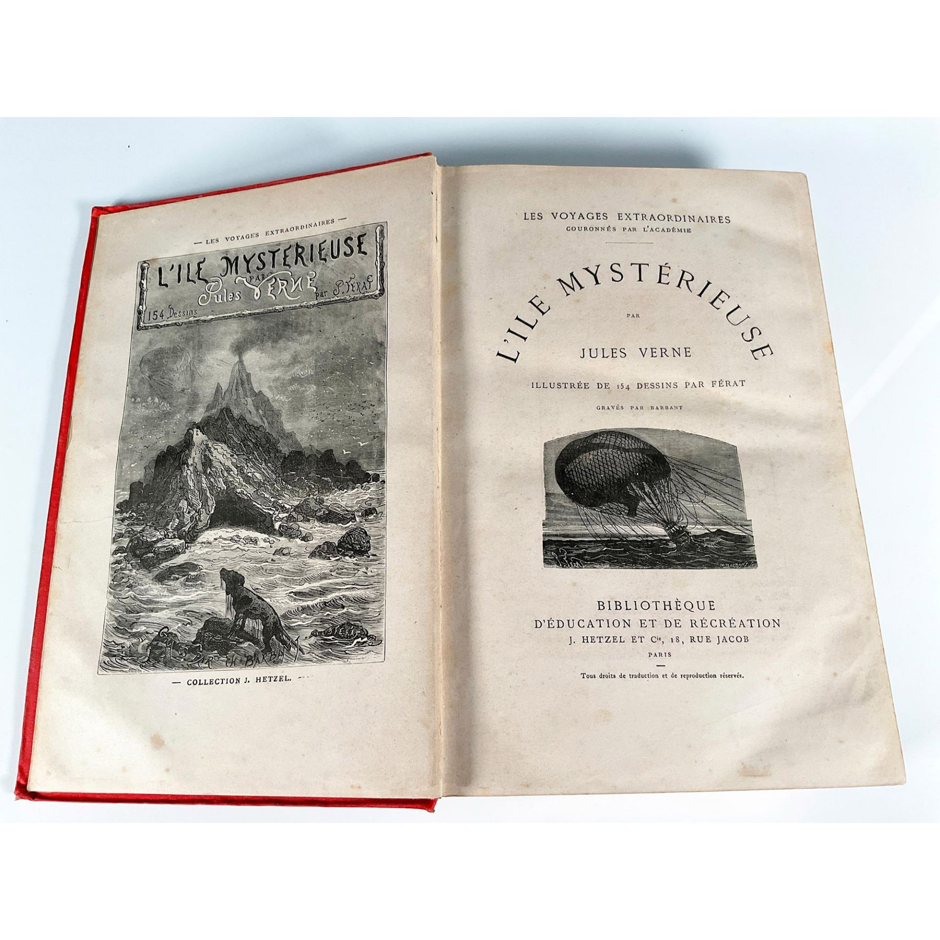 Jules Verne, L'ile Mysterieuse, A La Banniere, Red Cover - Bild 3 aus 4
