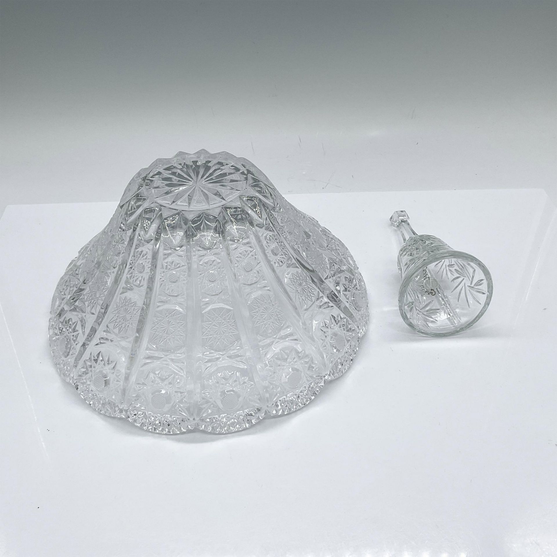 2pc Vintage Glass Bowl and Handheld Bell - Image 3 of 3