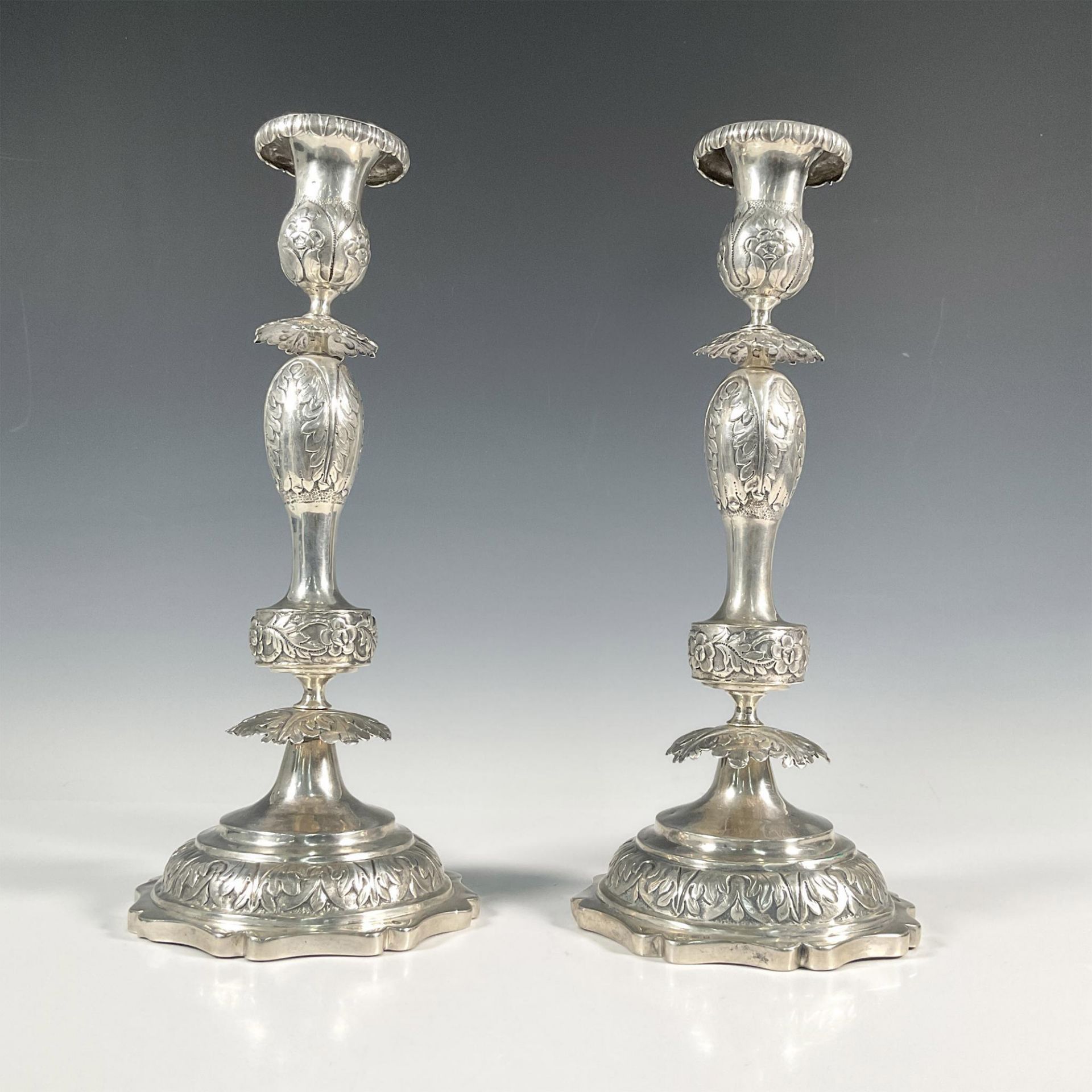 Pair of Russian Sterling Silver Candlesticks - Image 2 of 3