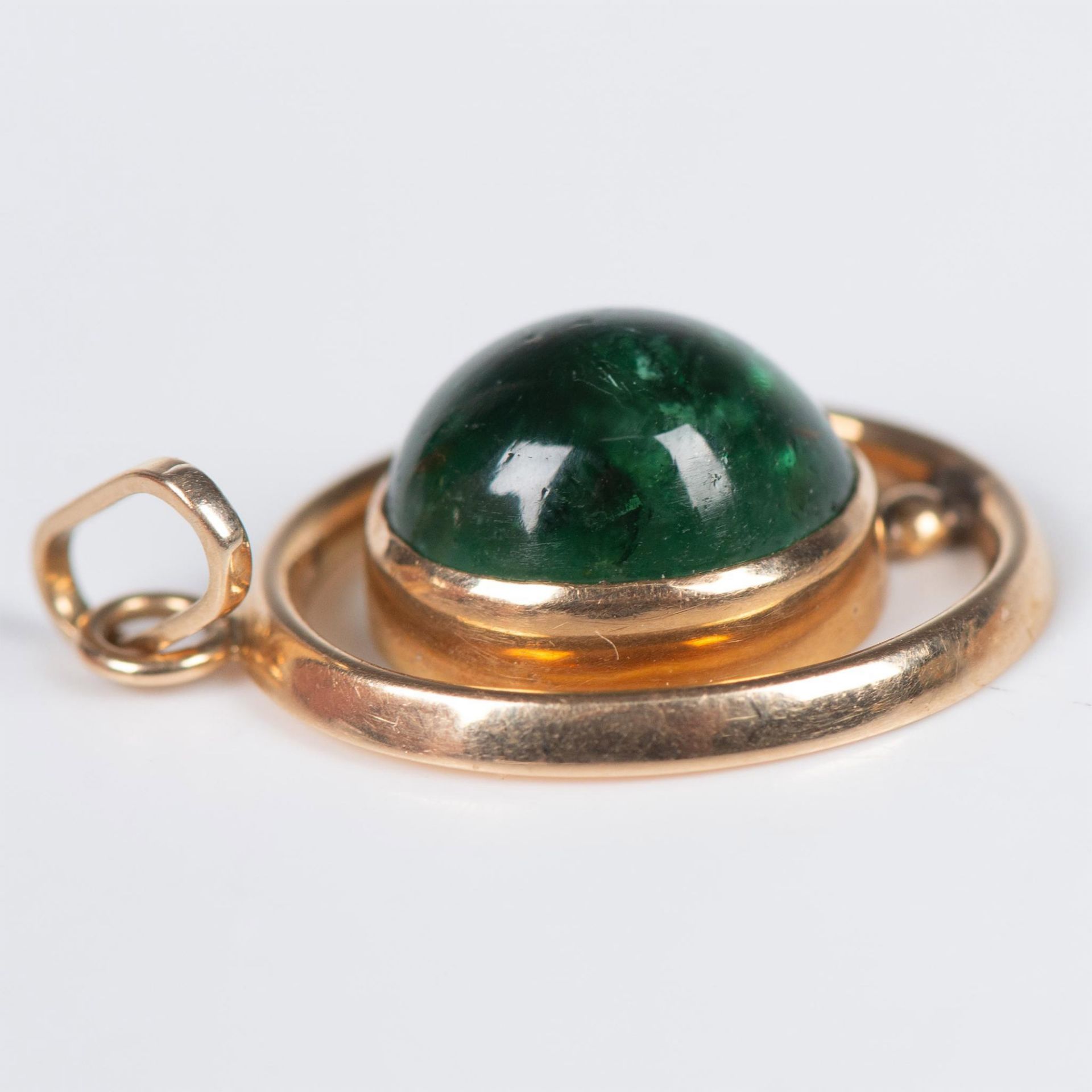 Vintage Gold and Cabochon Emerald Pendant - Bild 5 aus 5