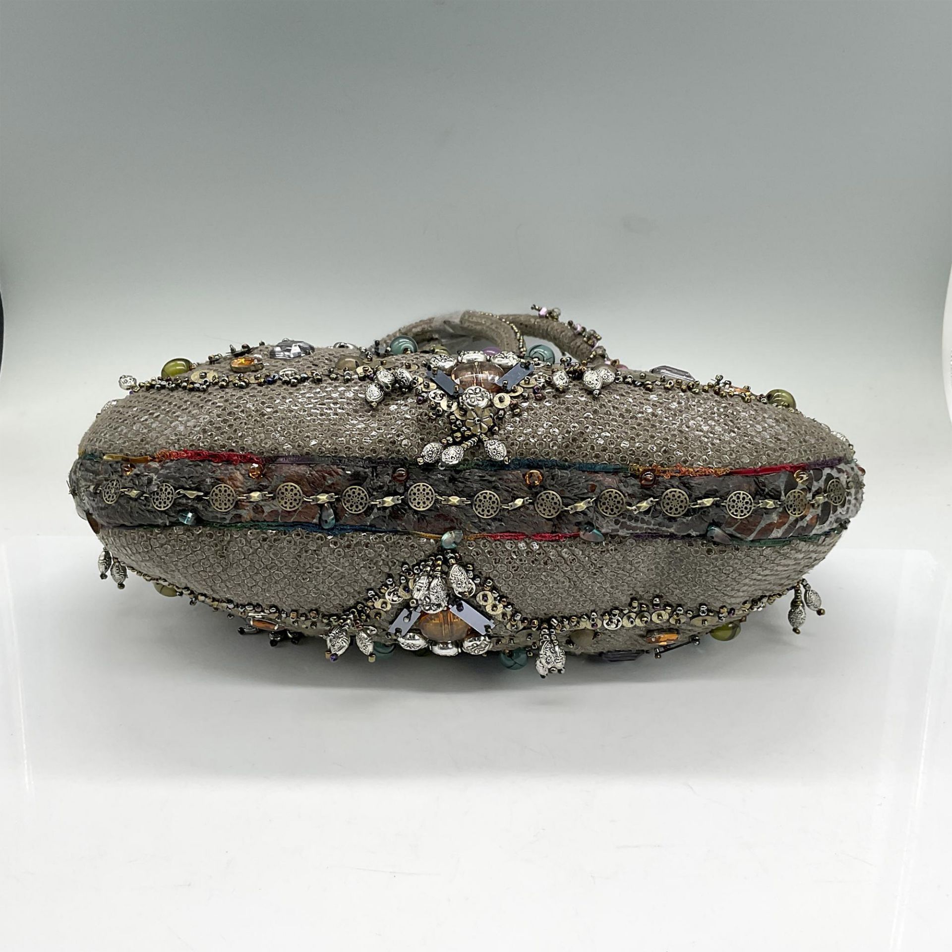 Mary Frances Fabric Handbag, Charcoal Grey w Beads - Image 3 of 5