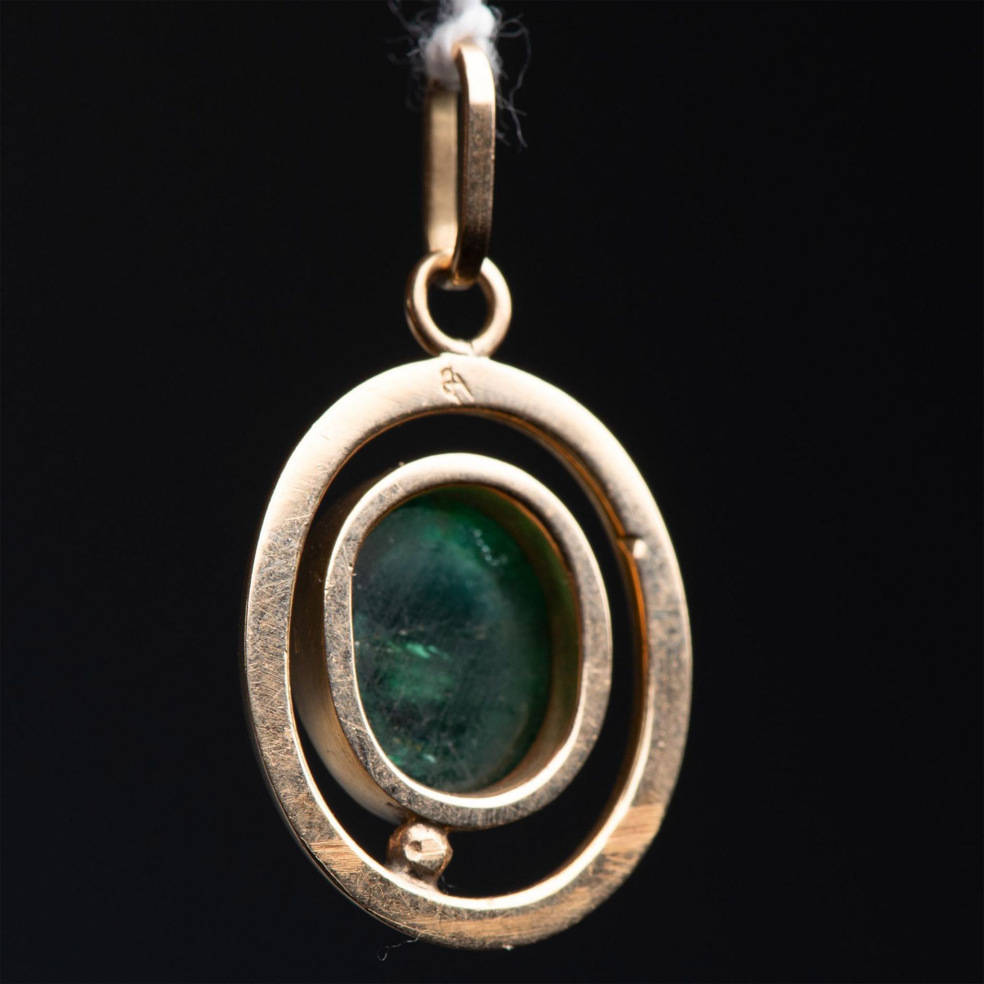 Vintage Gold and Cabochon Emerald Pendant - Bild 2 aus 5