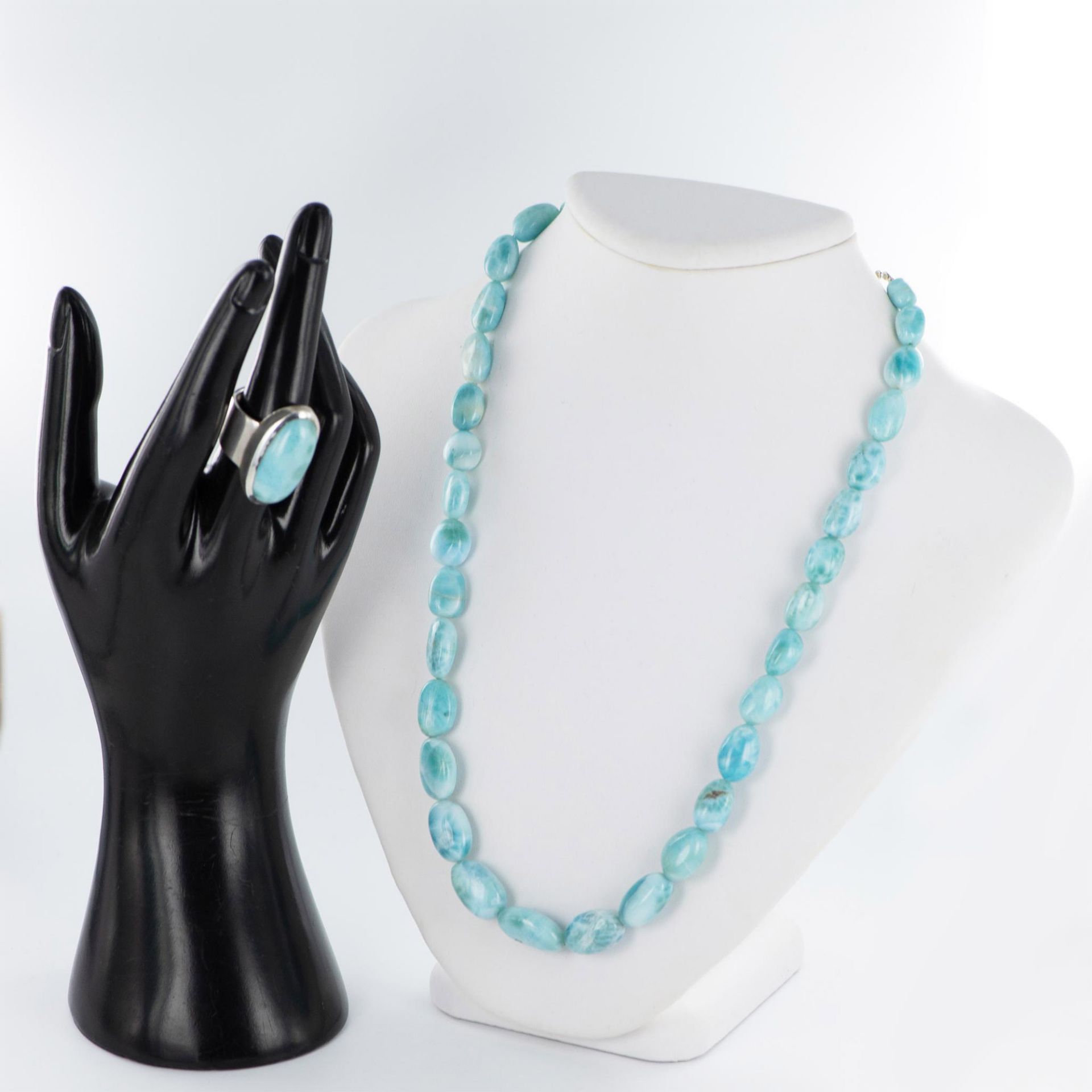 2pc Larimar and Stirling Silver Necklace and Ring