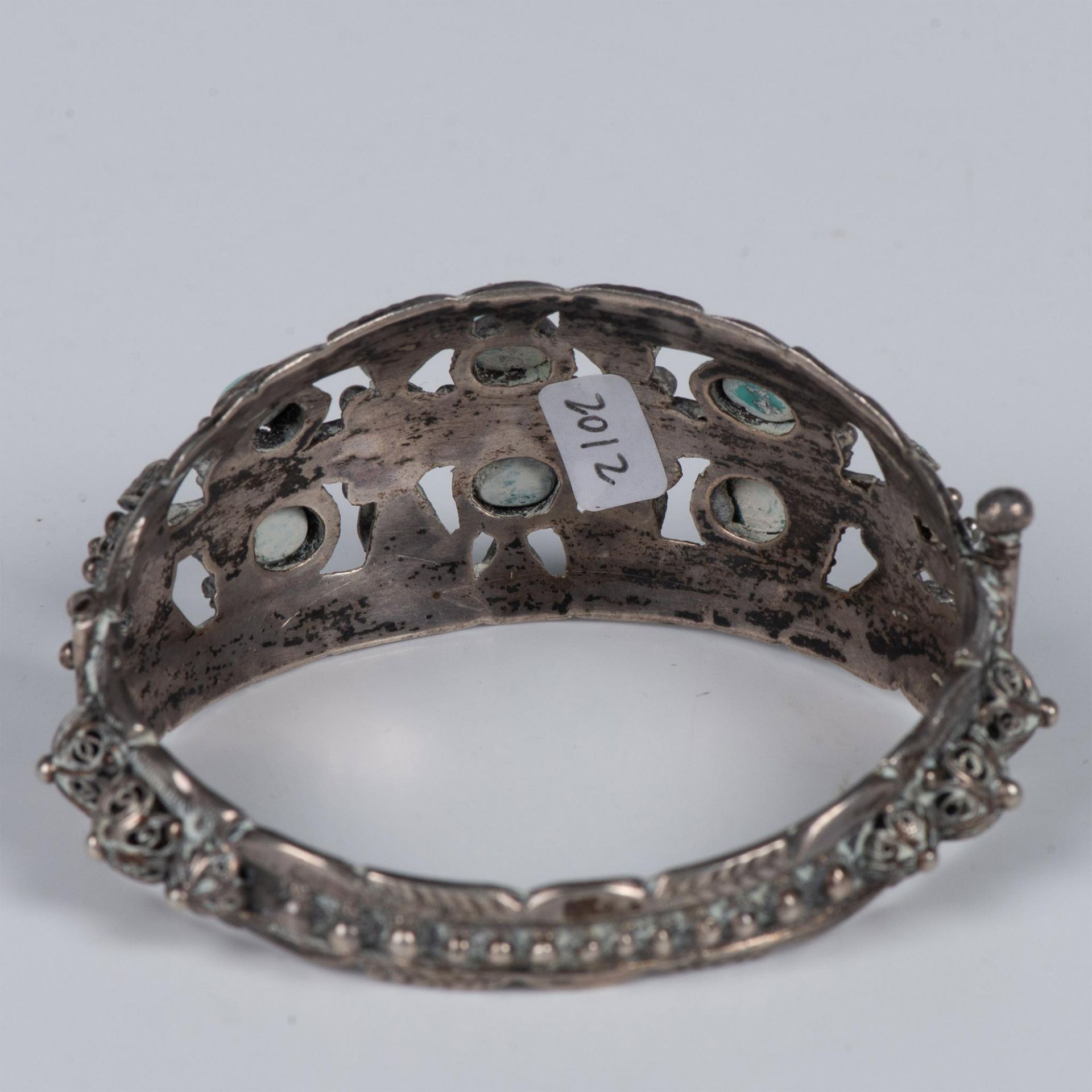 Antique Export Silver Chinese Turquoise Hinged Bracelet - Bild 3 aus 8