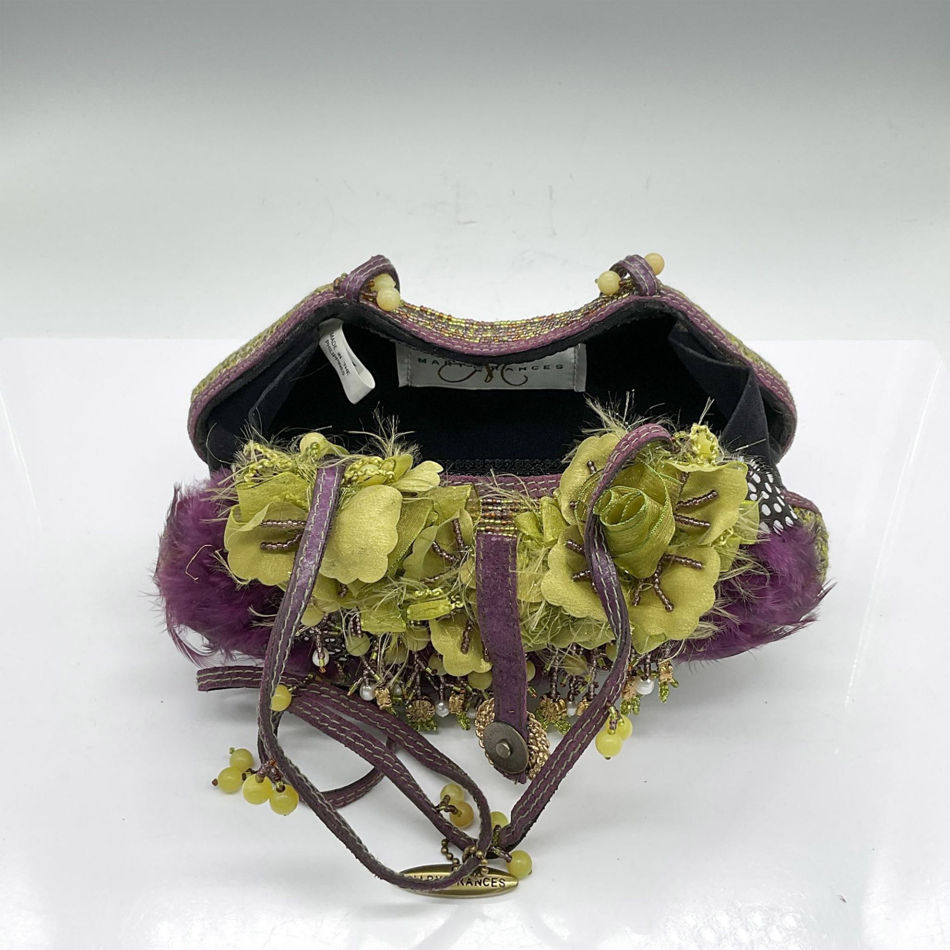 Mary Frances Canvas Handbag, Green and Purple - Image 4 of 5