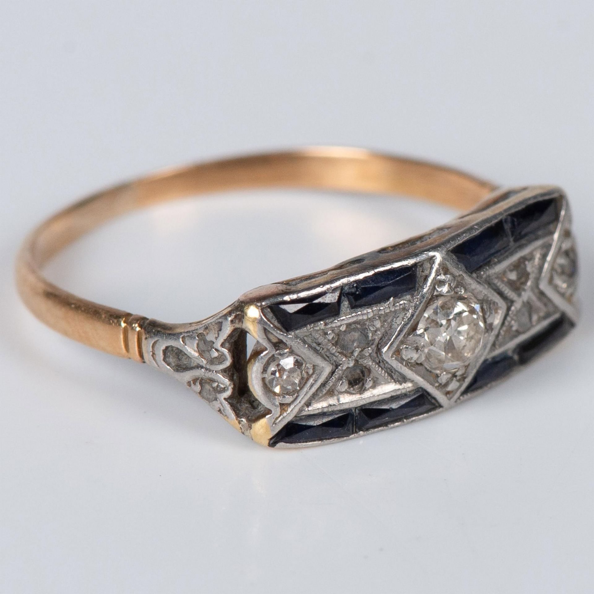 Art Deco Gold, Diamonds and Sapphire Ring