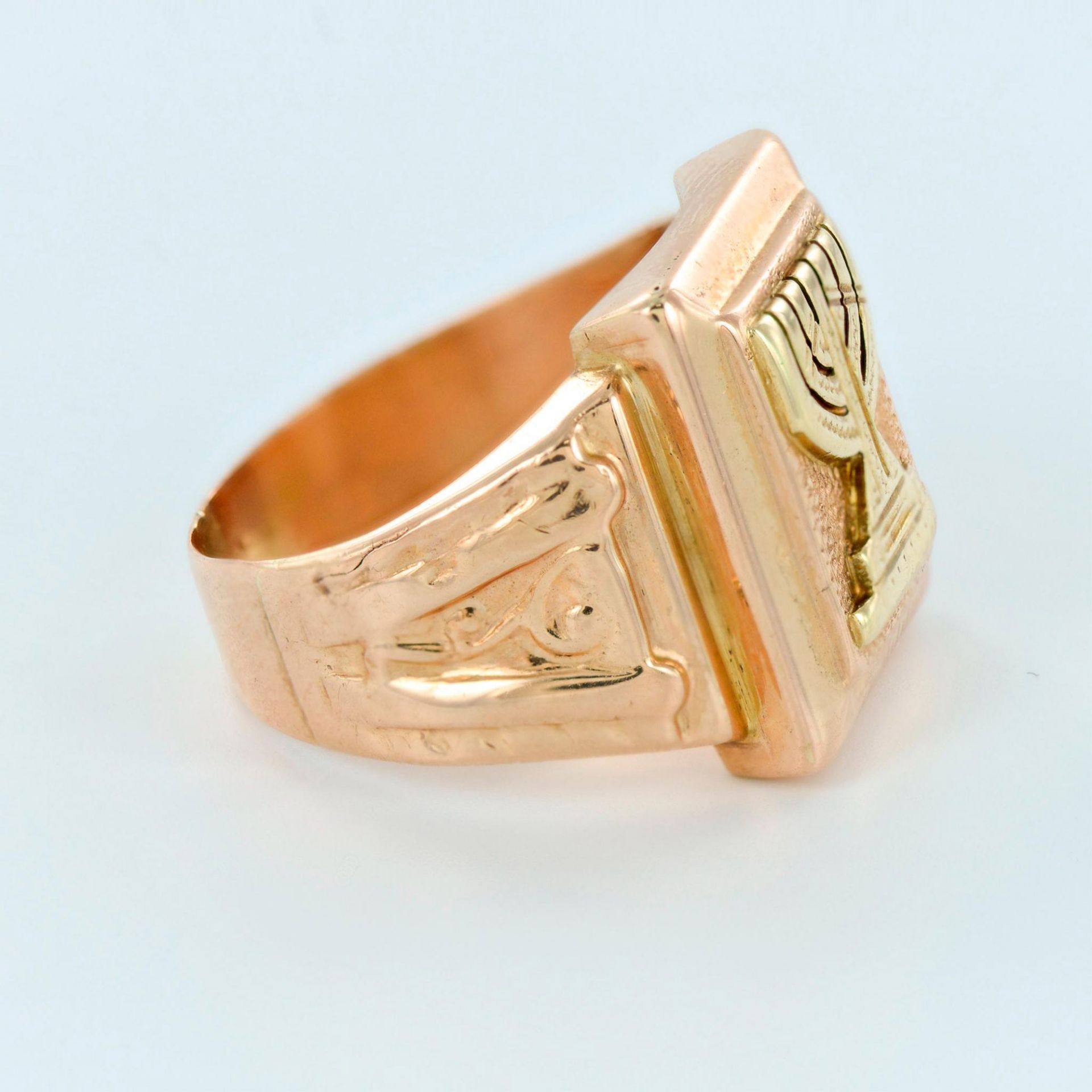 14K Yellow and Rose Gold Judaica Menorah Ring - Image 4 of 8