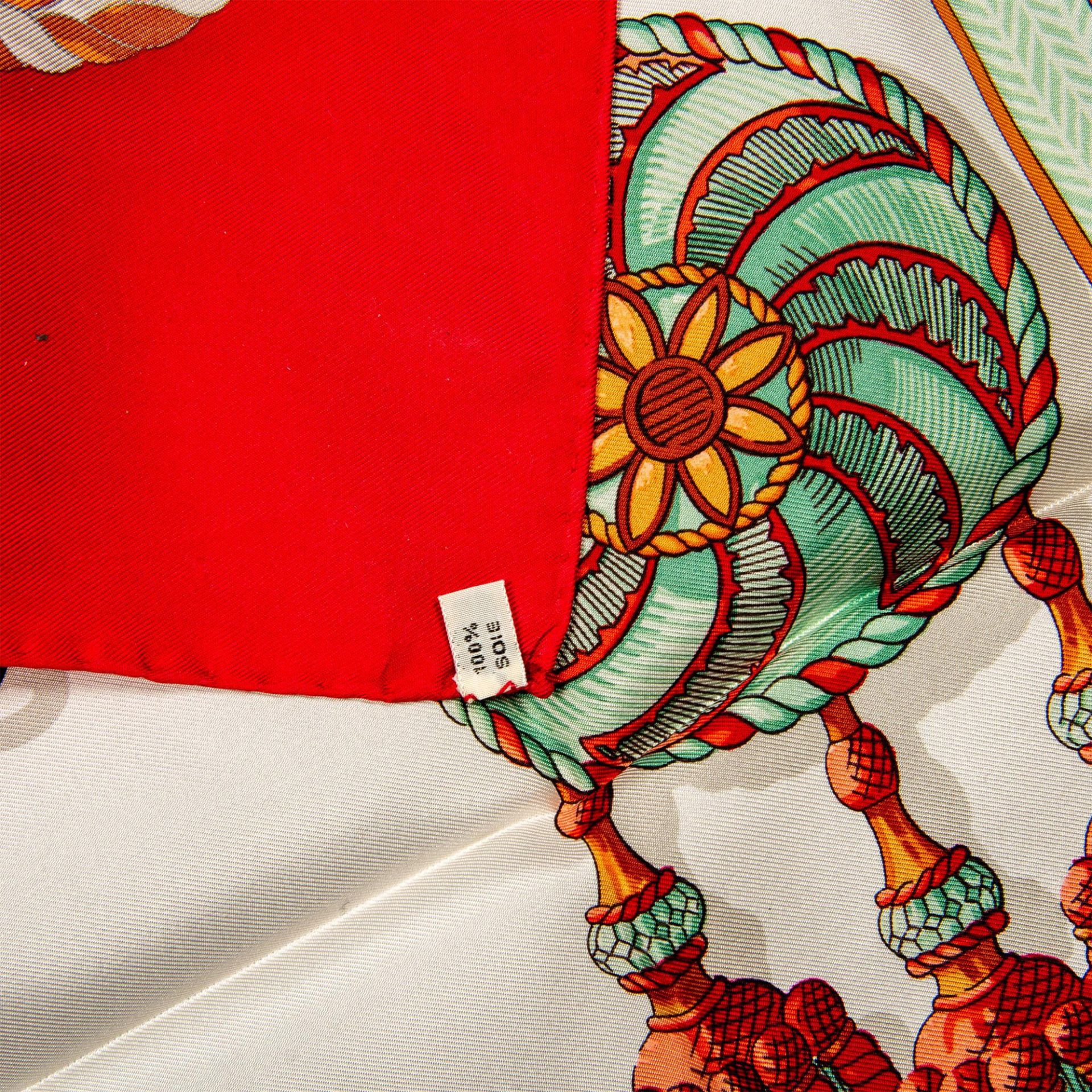 Hermes Silk Scarf, Frontaux Et Cocardes in Red - Image 8 of 8