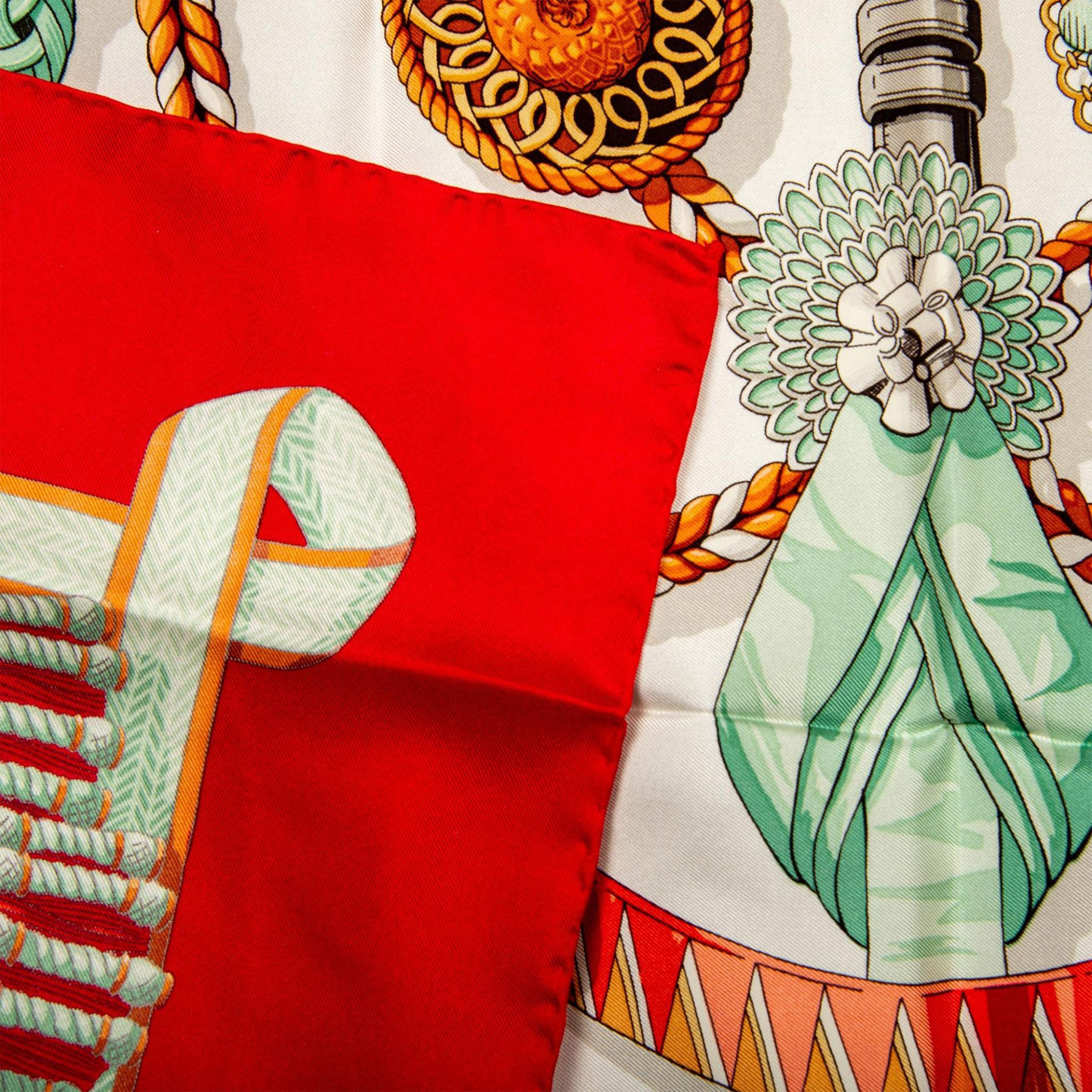 Hermes Silk Scarf, Frontaux Et Cocardes in Red - Image 7 of 8