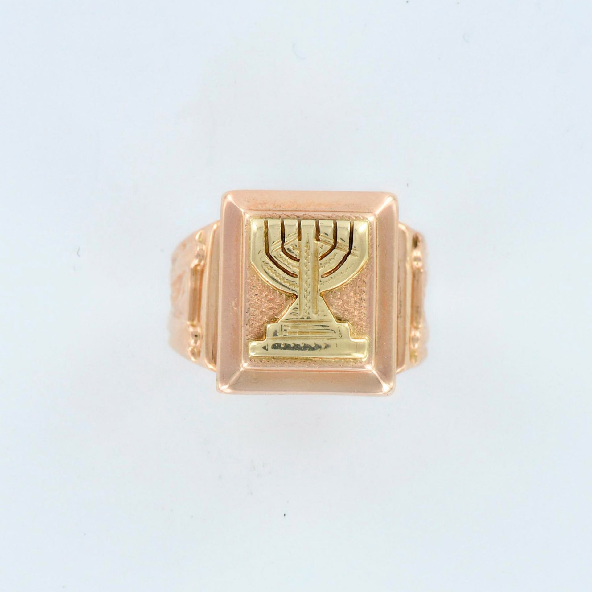 14K Yellow and Rose Gold Judaica Menorah Ring - Image 6 of 8