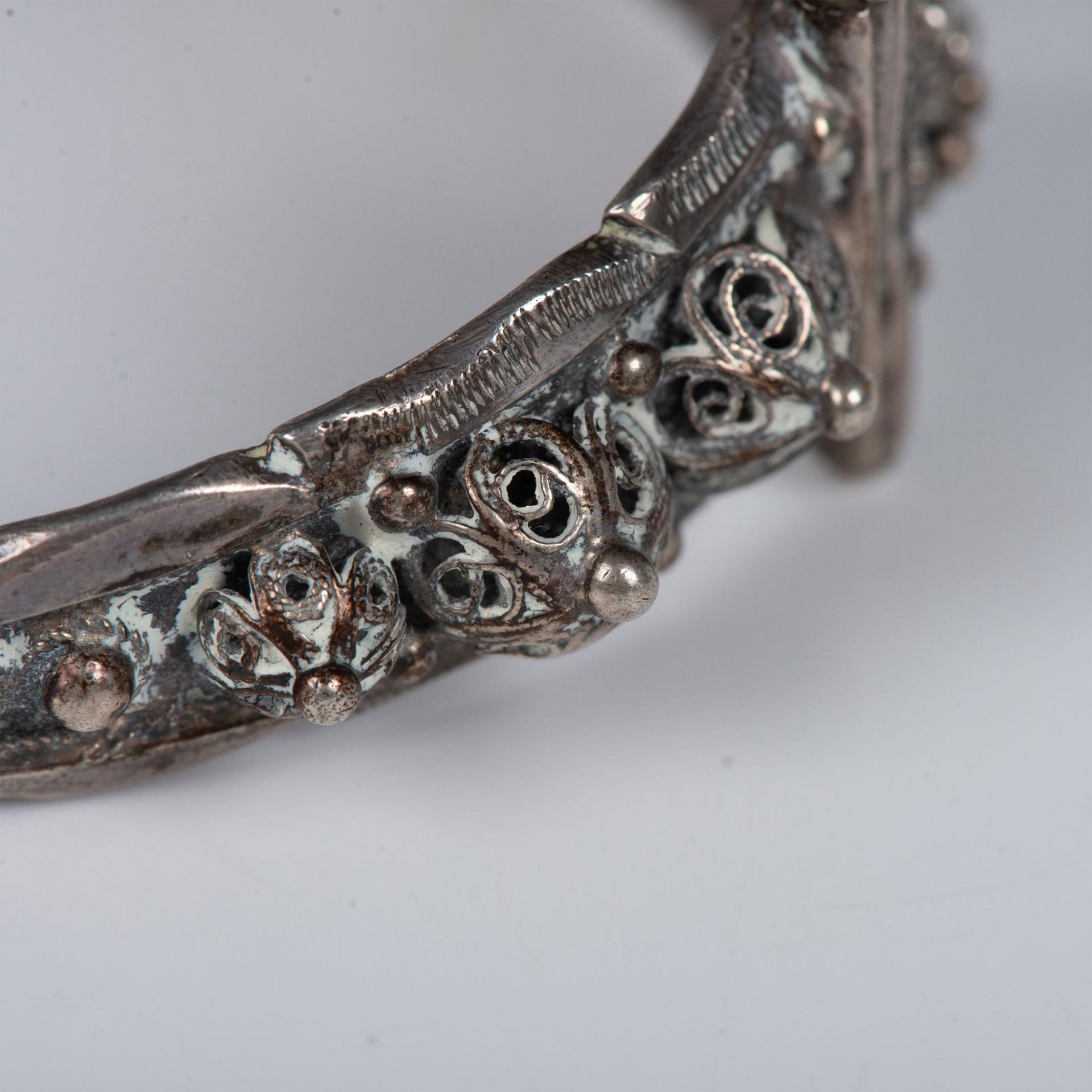 Antique Export Silver Chinese Turquoise Hinged Bracelet - Bild 6 aus 8