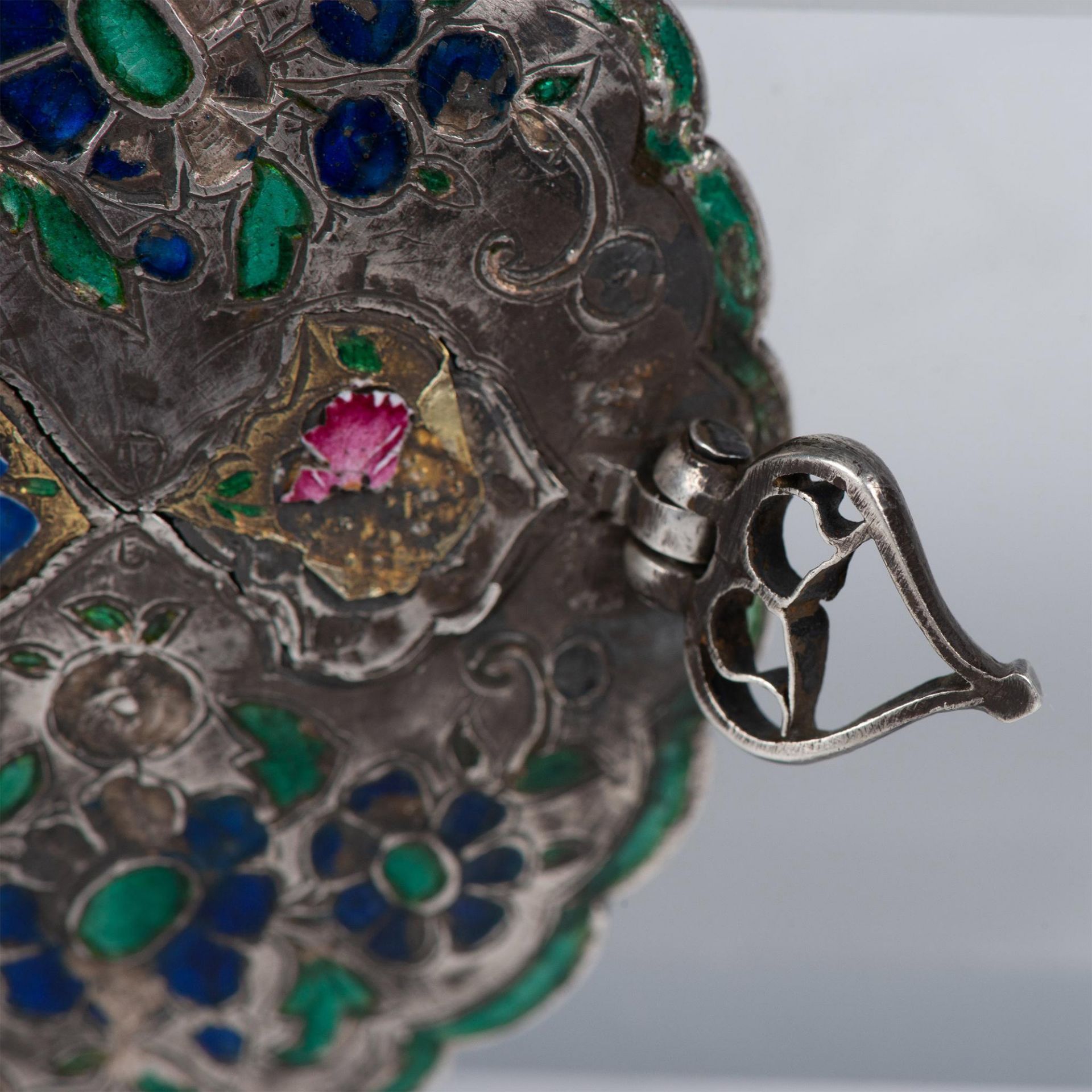 Islamic Silver and Enamel Agate Pendant - Bild 3 aus 8