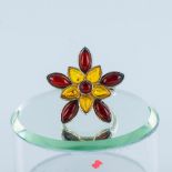 Sterling Silver and Amber Flower Ring