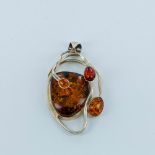Sterling Silver and Honey Amber Pendant