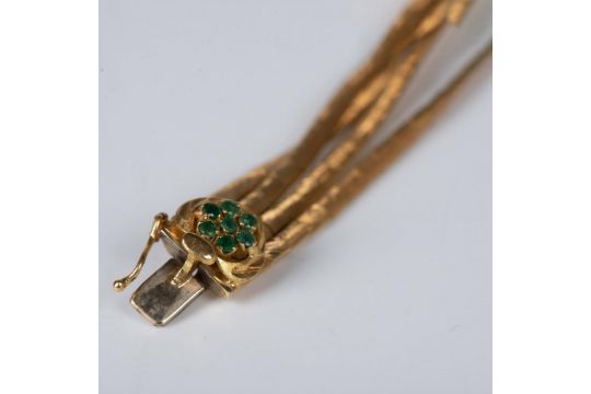 French 18K Gold Bracelet with Emeralds - Bild 4 aus 6